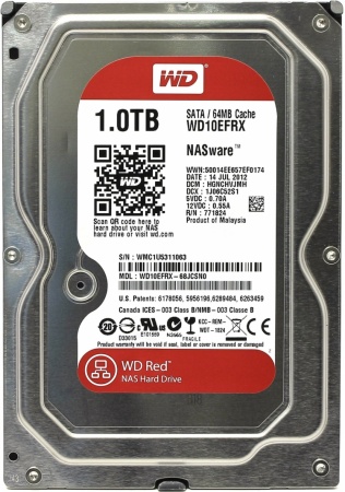 Жесткий диск 1Tb Western Digital <WD10EFRX> Red SATA 6Gbit/s, IntelliPower rpm, 64Mb /3.5