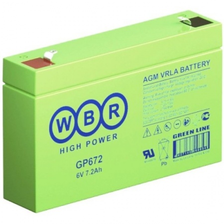 Аккумулятор 6V-7.2Ah WBR GP672 (ДхШхВ 151.0х34.0х100.0мм) 1.2 кг