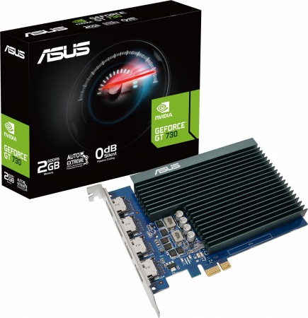 Видеокарта 2Gb PCI-E, GDDR5, Asus GT730-4H-SL-2GD5 NV (GT730/64bit/HDMIx 4/HDCP Ret)