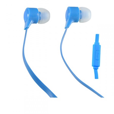 Наушники с микрофоном Perfeo HANDY (PF-HND-AZR/PF_B4216) внутриканальные, кабель 1.2 м, голубой