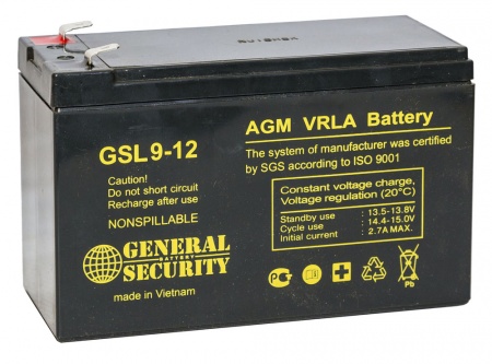 Аккумулятор 12V-9Ah GS GSL9-12 (ДхШхВ 151x65x100мм) 2,57кг