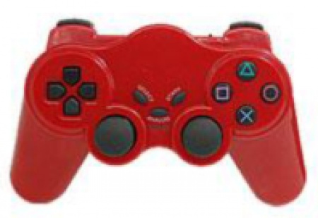Контроллер проводной для SONY PS2 с вибрацией красный
