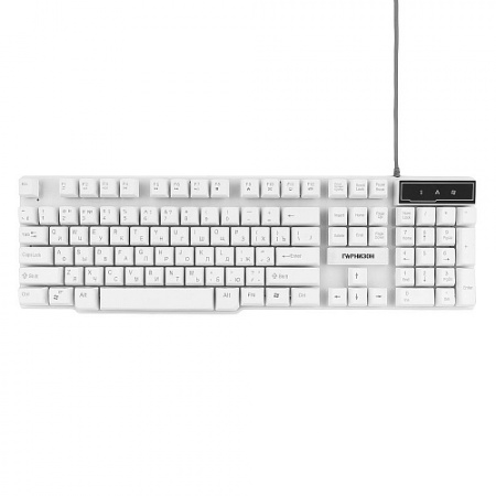 Клавиатура Гарнизон GK-200, USB, 1.4м, белый, механизированные клавиши