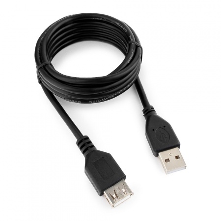 Кабель-удлинитель USB 2.0 Pro 1,8м Cablexpert, Am/Af, экран (CCP-USB2-AMAF-6) черный