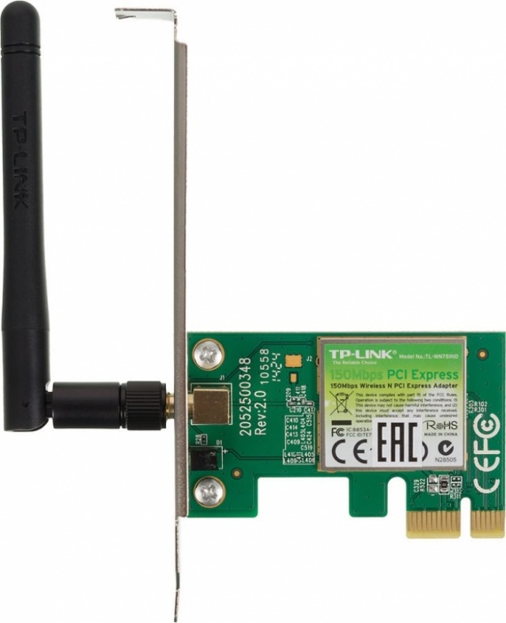 Беспроводной PCI Express адаптер TP-Link TL-WN781ND <150Мбит/с, 2dBi, 2.4ГГц> Ret