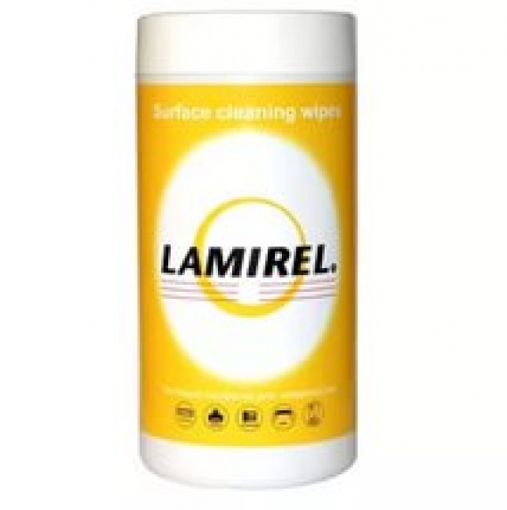 Салфетки чистящие Lamirel LA-51440 для поверхностей офисной техники, в тубе 100.