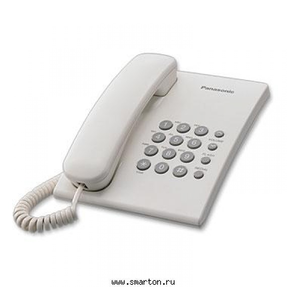 Телефон Panasonic KX-TS2350 RUW, тональный и импульсный набор, повтор последнего номера, возможность установки на стене.