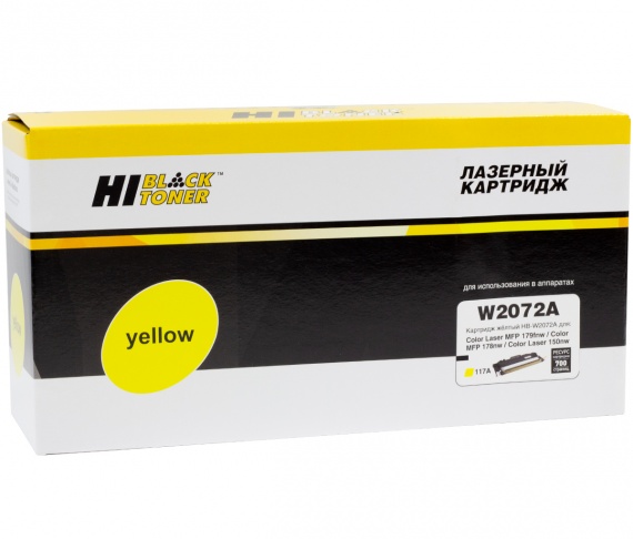 Картридж HP W2072A CLJ 150a/150nw/178nw/179fnw (№117A) Yellow, без чипа, 700 копий, Hi-Black