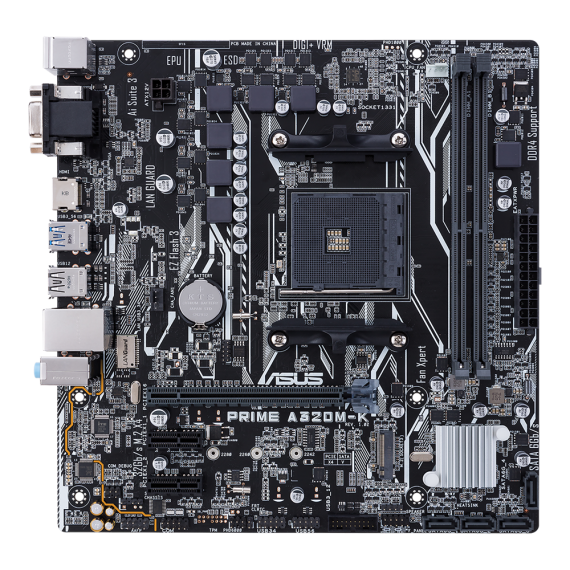 Системная плата ASUS PRIME A320M-K (Socket AM4, AMD A320, 2DDR4, PCI-Ex16, SATA3, M.2, GbLAN RAID+VGA+HDMI)