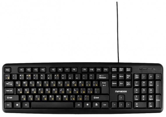 Клавиатура Гарнизон GK-100XL, USB, 2м, черный