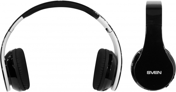 Наушники с микрофоном SVEN AP-B450MV <Black-White>(Bluetooth 4.0, беспроводные + шнур 1.2м, Li-Ion)