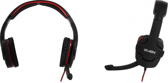 Наушники с микрофоном SVEN AP-G855MV <Black-Red> (с регулятором громкости, шнур 2.2м)