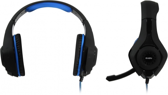 Наушники с микрофоном SVEN AP-G887MV <Black-Blue> (с регулятором громкости, шнур 2.2м) 