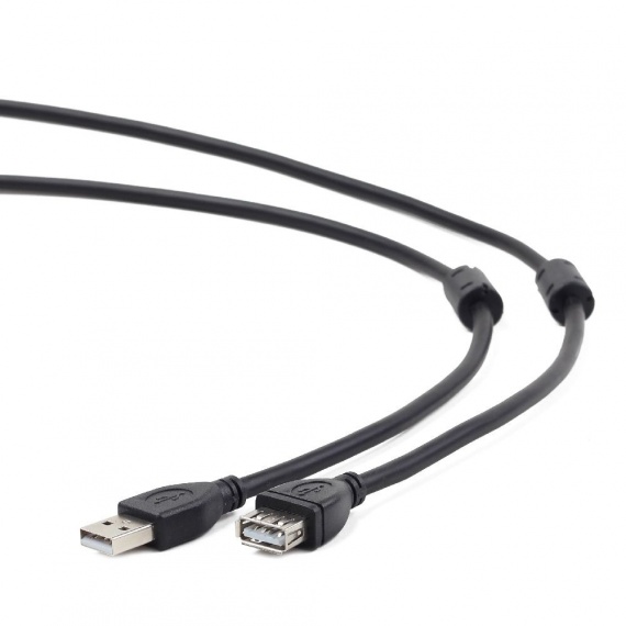 Кабель-удлинитель USB 2.0 Pro 4,5м Cablexpert, Am/Af,экран, 2феррит.кольца (CCF2-USB2-AMAF-15) черный
