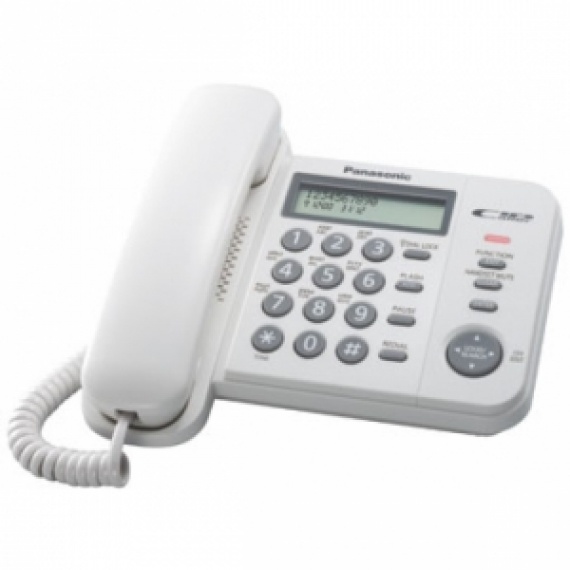 Телефон Panasonic KX-TS2356 RUW, АОН, индикатор вызова, повтор последнего номера, возможность установки на стене