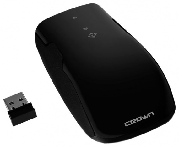 Мышь беспроводная CROWN CMM-1002W оптическая, сенсорный скролл, black USB