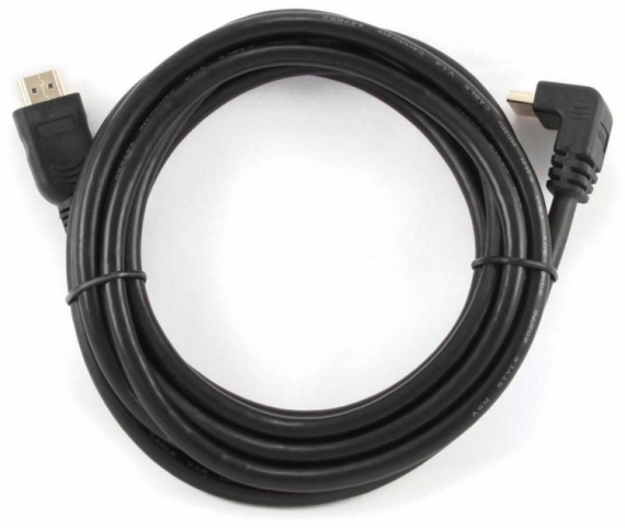 Кабель HDMI Gembird/Cablexpert 3 м, 19M/19M v1.4 углов. разъем, позол.разъем (CC-HDMI490-10) черный