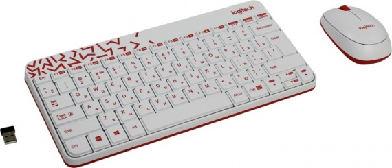 Комплект клавиатура + мышь беспроводной Logitech MK240 Nano /920-008212/ <USB, 10 м, White>