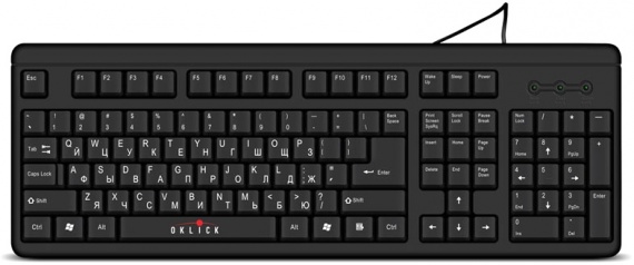 Клавиатура Оклик 180M PS/2, 1.6 м, черный