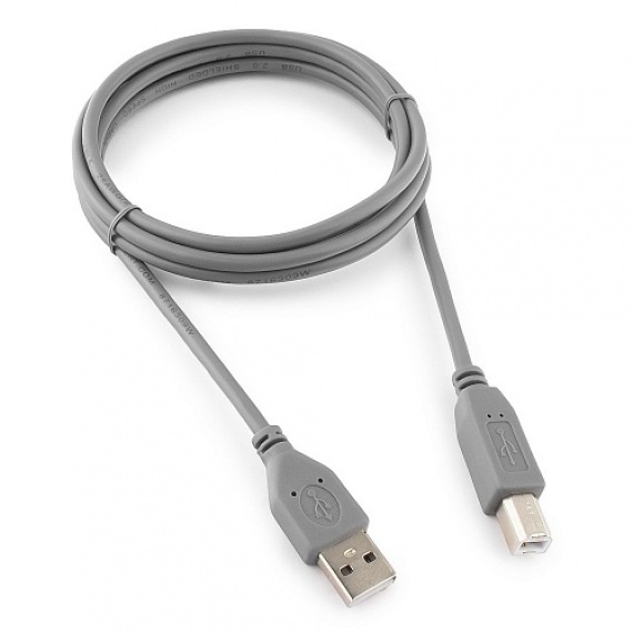 Кабель USB 2.0 AM/BM, 1.8м, Cablexpert (CCP-USB2-AMBM-6G) поз.контакт, медь, двойн.экран, серый