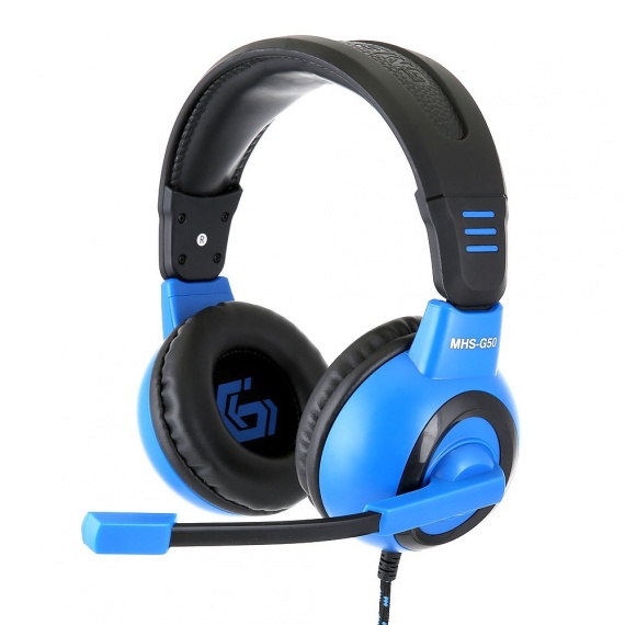 Наушники с микрофоном Gembird MHS-G50 <Black-Blue> (с регулятором громкости, шнур 2.5м)