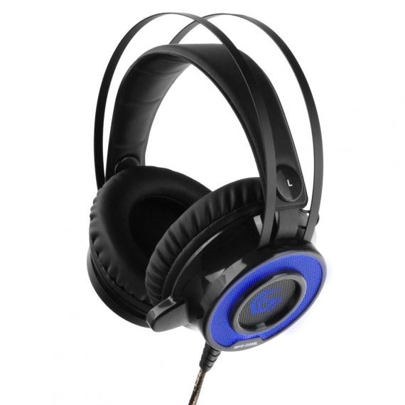 Наушники с микрофоном Gembird MHS-G500L <Black+ LED Blue> (с регулятором громкости, шнур 2.3м)