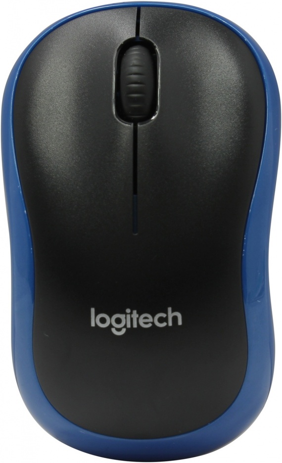 Мышь беспроводная Logitech M185 <USB1.1,1000dpi, черный/синий> (910-002239)