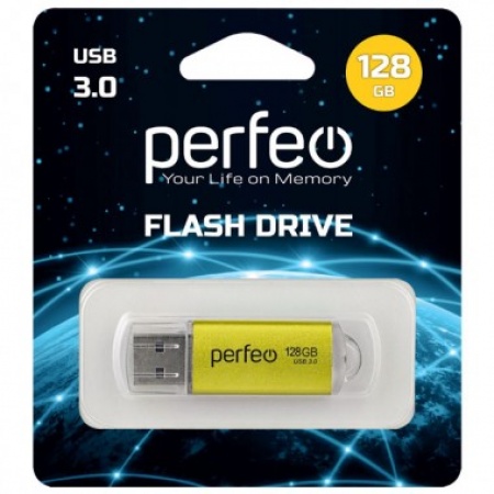 Память Flash Drive 128Gb USB 3.0 Perfeo C14 Gold metal seriess
