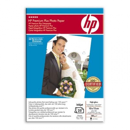 Бумага/карточки HP (Q8027A) 280 г/м2, 10х15 см, 25 л., высокоглянцевая с ярлычком