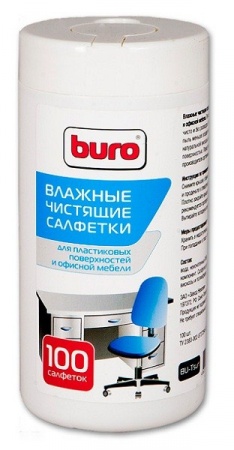 Салфетки чистящие для пластиковых поверхностей и офисной мебели, 100 шт BURO (BU-Tsurl)