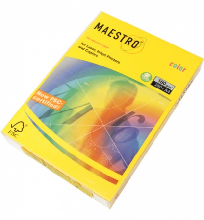 Бумага А4 160 гр/м2, Master/Maestro/Color (SY40) Sun Yellow, 250 лист.
