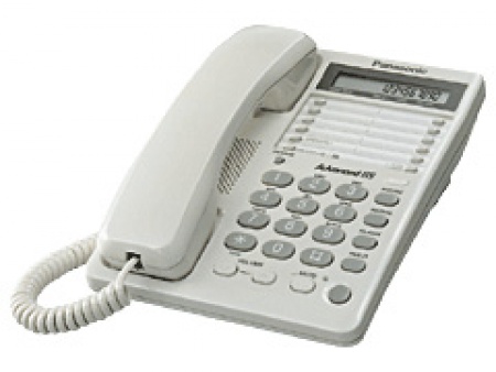 Телефон Panasonic KX-TS2362 RUW, однокнопочный набор (20 номеров), время/дата, возможность установки на стене