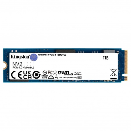Накопитель SSD M.2, 1TB Kingston NV2 (SNV2S/1000G) NVMe, PCIe 4.0x4, Чтен.3300Мб/Зап.2100Мб/с