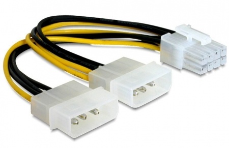 Кабель Cablexpert CC-PSU-81, разветвитель питания 2хMolex для PCI-Express 8pin, для подключения в/к PCI-Е (8pin) к б/п ATX 0,15 м