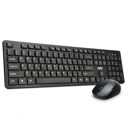 Комплект клавиатура + мышь беспроводной HIPER OSW-3000 (USB, 1600 dpi, Black)