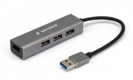 Разветвитель USB-хаб 3.0 Gembird UHB-C464, 4 порта, серебристый, алюминиевый корпус