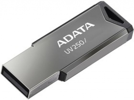 Память Flash Drive 64Gb USB 2.0 A-DATA UV250 (AUV250-64G-RBK) металлическая, серебристый