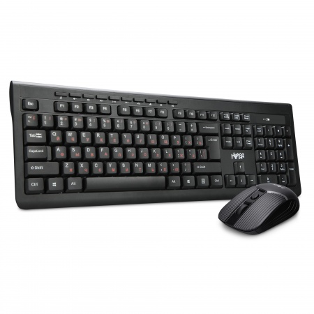 Комплект клавиатура + мышь беспроводной HIPER OSW-2100 (USB, 1600 dpi, Black)