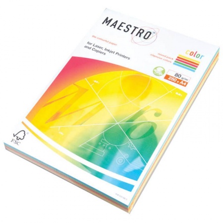 Набор цветной бумаги  А4 80 гр/м2, Master/Color, 250 листов, MIX Trend (34/12/22/21/10)