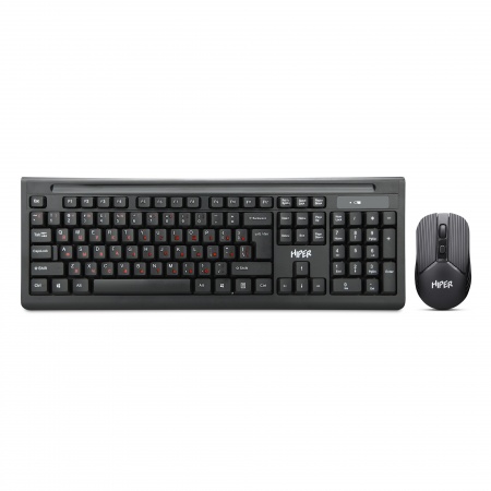 Комплект клавиатура + мышь беспроводной HIPER OSW-2000 (USB, 1600 dpi, Black)