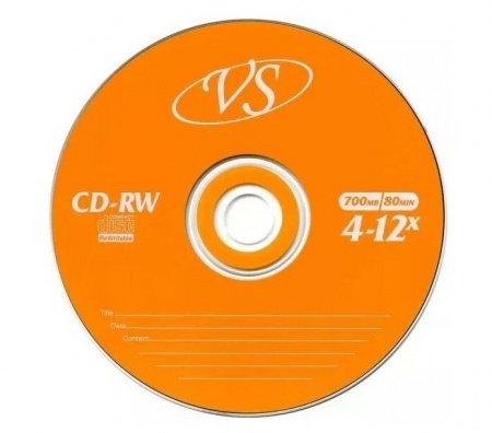 Диск CD-RW 700 MB VS, 4-12-х, 1 шт., без упаковки