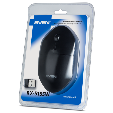 Мышь беспроводная SVEN RX-515SW (USB, 1600 dpi, оптическая, бесшумная, черная) SV-019969