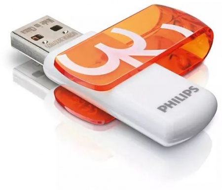 Память Flash Drive 32Gb USB 2.0 Philips VIVID2.0 (FM32FD05B/97) белый/оранжевый