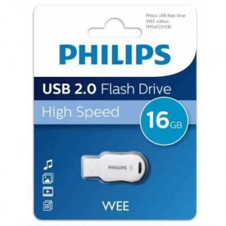 Память Flash Drive 16Gb USB 2.0 Philips WEE 2.0 (FM16FD110B/97) белый
