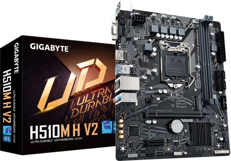 Системная плата GIGABYTE H510M H V2 2.0 (Soc-1200, Intel Q470, 2xDDR4, mATX, D-Sub+HDMI, 4 SATA 6Гб/с, M2)