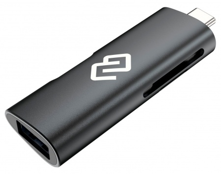 Картридер Type C Digma CR-СU2522-G, SD/micro-SD, USB 2.0 х 1, USB Type-C х 1, серый