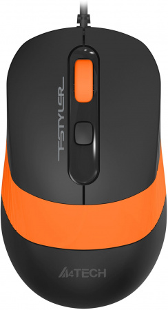 Мышь проводная A4Tech Fstyler FM10S USB 1600dpi, 1.5 м, оптическая, бесшум., черный/оранжевый (4but)