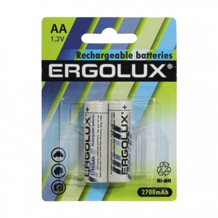 Аккумулятор AA (HR6) Ergolux 2700мАч 2BL блистер 2шт., (NHAA2700BL2 NI-MH)