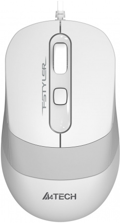 Мышь проводная A4Tech Fstyler FM10S USB 1600dpi, 1.5 м, оптическая, бесшум., белый/серый (4but)
