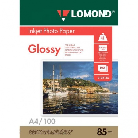 Бумага A4 Lomond для стр. принтера (85г/м2) 100л. глянцевая , односторонняя (0102145)